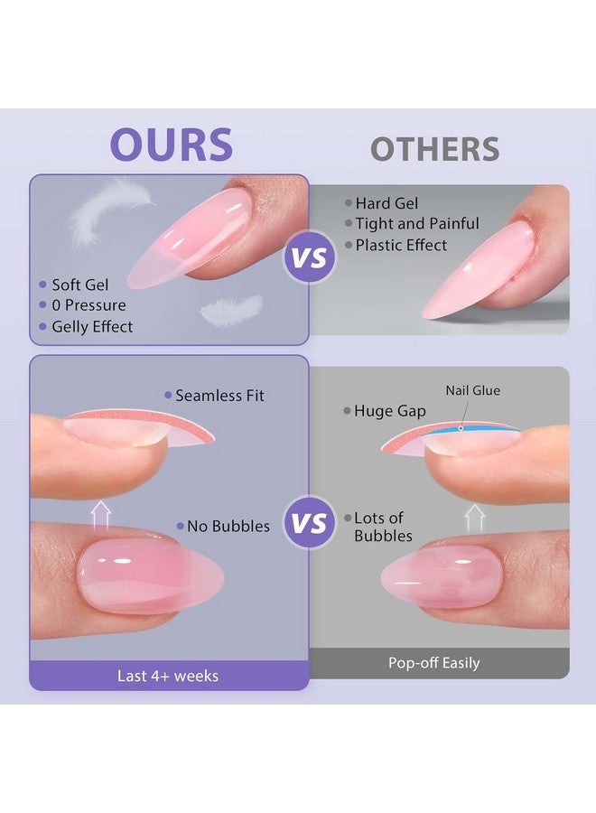 بي تي آرت بوكس أطراف أظافر طبيعية غير لامعة من BTArtbox XCOATTIPS - أظافر لوزي قصيرة جدًا وردية اللون، أظافر جيل ناعمة تدوم طويلًا، أظافر صناعية من الأكريليك قابلة للنقع، ملحقات أظافر صناعية لتزيين الأظافر بنفسك - Image 2