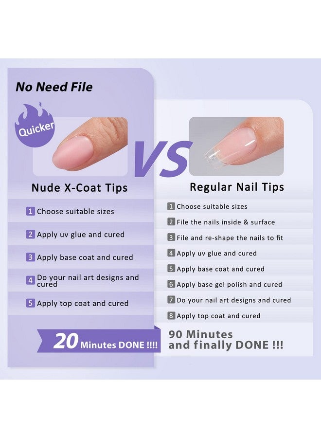 بي تي آرت بوكس أطراف أظافر طبيعية غير لامعة من BTArtbox XCOATTIPS - أظافر لوزي قصيرة جدًا وردية اللون، أظافر جيل ناعمة تدوم طويلًا، أظافر صناعية من الأكريليك قابلة للنقع، ملحقات أظافر صناعية لتزيين الأظافر بنفسك - Image 3