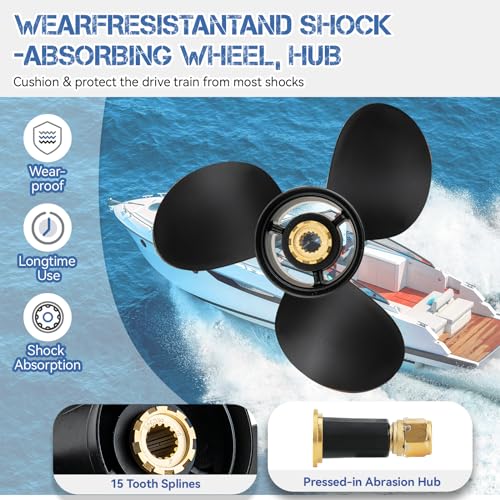 Qiclear 14 1/2 x 19 Pitch 48-832830A45 Upgrade Boat Propeller Compatible for Mercruiser Alpha One Outboard Motors 135-300 Hp,14.5 x 19p mercruiser 3.0 Propeller, Hub Kits Included,15 Spline Tooth,RH - Image 3