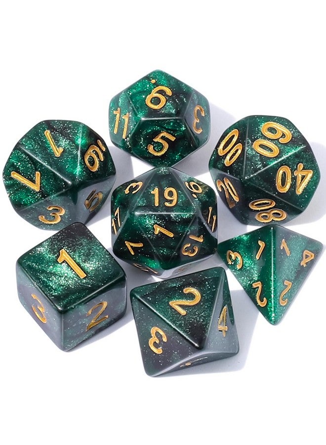 CiaraQ Dnd Polyhedral Dice Set With A Black Dice Bag For D&D Rpg Mtg Role Playing Table Games - Image 1