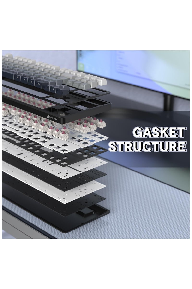 Attack Shark X87 87‑Key Hot‑Swappable Mechanical Gaming Keyboard, Bluetooth 5.0/2.4GHz/Wired, RGB Backlit, 4000 mAh Battery (White Contour) - Image 4