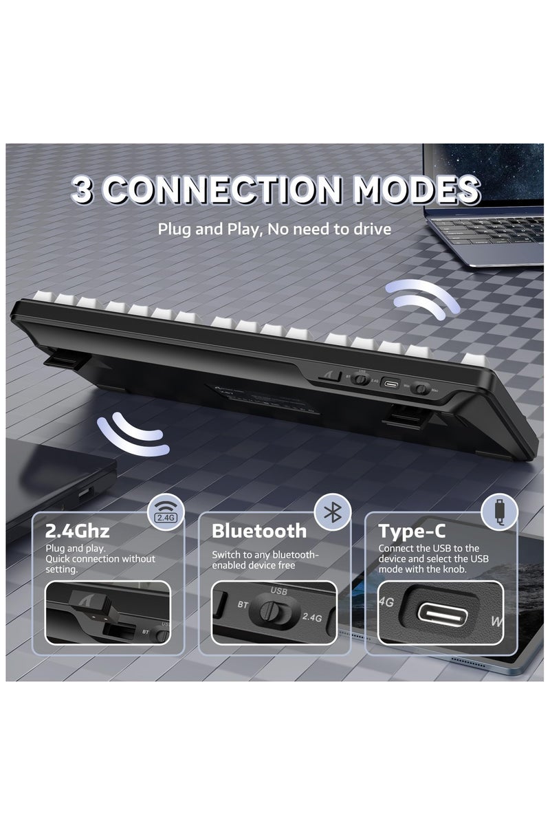 Attack Shark X87 87‑Key Hot‑Swappable Mechanical Gaming Keyboard, Bluetooth 5.0/2.4GHz/Wired, RGB Backlit, 4000 mAh Battery (White Contour) - Image 3