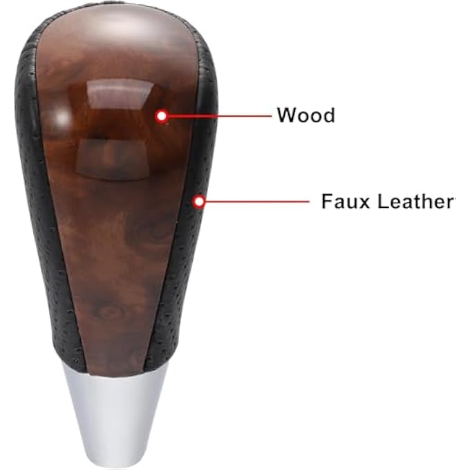 rayihni Car Automatic Gear Stick Shift Knob for Toyota RAV4 Corolla Avalon Yaris 4Runner Sienna Camry Tacoma for Lexus ES GS SC RX LS Leather Brown Wood Chrome Gear Shift Knob Black Chrome - Image 5