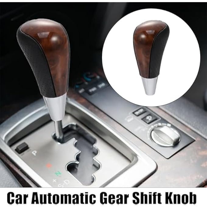 rayihni Car Automatic Gear Stick Shift Knob for Toyota RAV4 Corolla Avalon Yaris 4Runner Sienna Camry Tacoma for Lexus ES GS SC RX LS Leather Brown Wood Chrome Gear Shift Knob Black Chrome - Image 3