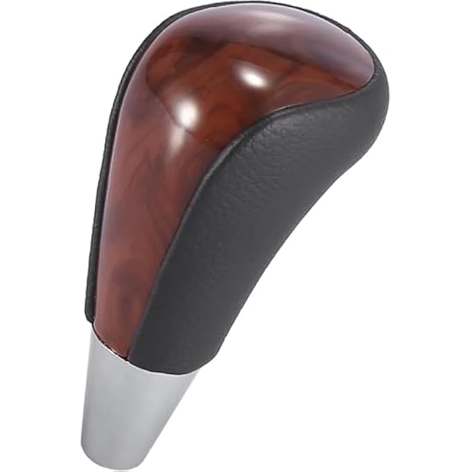 rayihni Car Automatic Gear Stick Shift Knob for Toyota RAV4 Corolla Avalon Yaris 4Runner Sienna Camry Tacoma for Lexus ES GS SC RX LS Leather Brown Wood Chrome Gear Shift Knob Black Chrome - Image 2