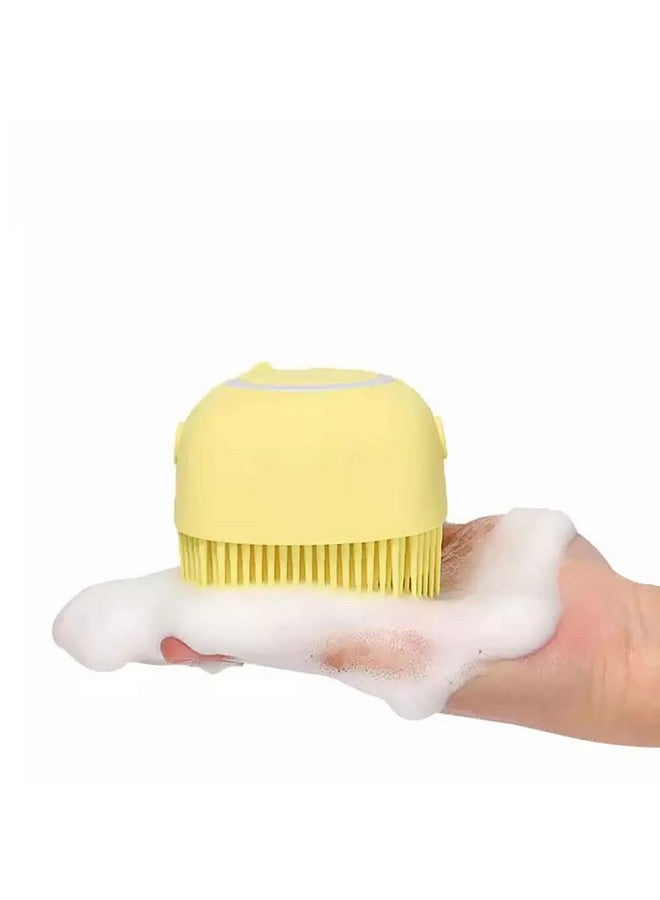 Generic Dog Brush - Cat Brush - Shampoo Dispensing Scrubber - Soft Silicone Design - Hanging Loop - For All Skin Types - Grooming, Deshedding and Exfoliating, Yellow  - Image 4