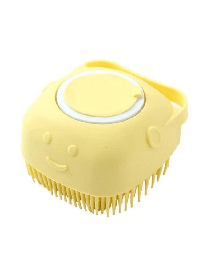 Generic Dog Brush - Cat Brush - Shampoo Dispensing Scrubber - Soft Silicone Design - Hanging Loop - For All Skin Types - Grooming, Deshedding and Exfoliating, Yellow  - Image 1