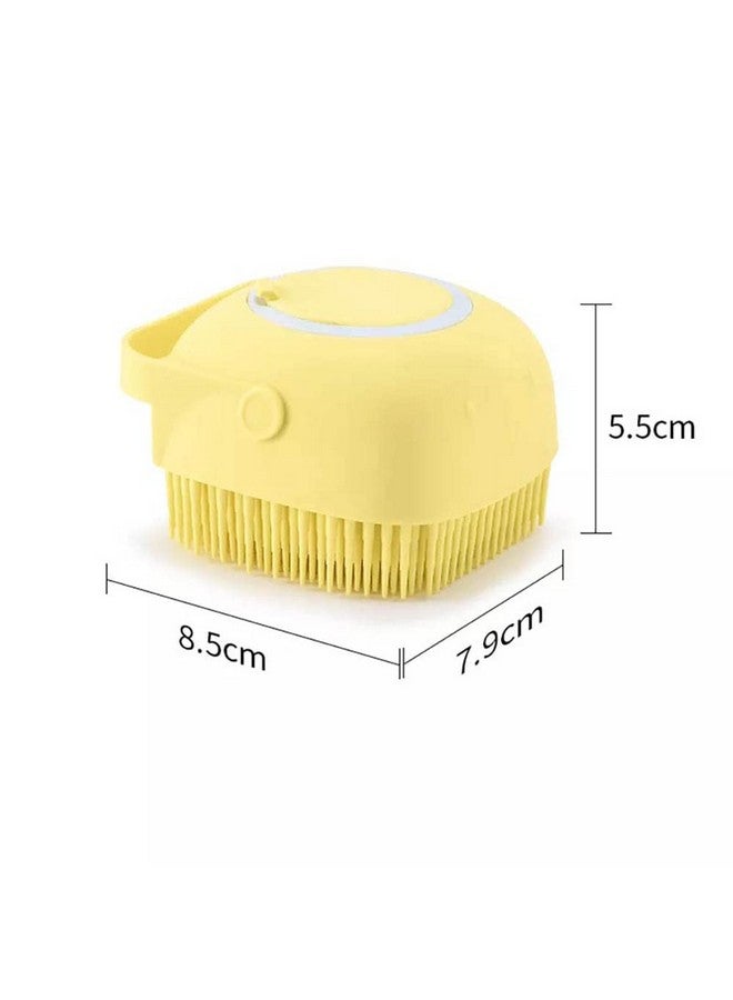 Generic Dog Brush - Cat Brush - Shampoo Dispensing Scrubber - Soft Silicone Design - Hanging Loop - For All Skin Types - Grooming, Deshedding and Exfoliating, Yellow  - Image 5