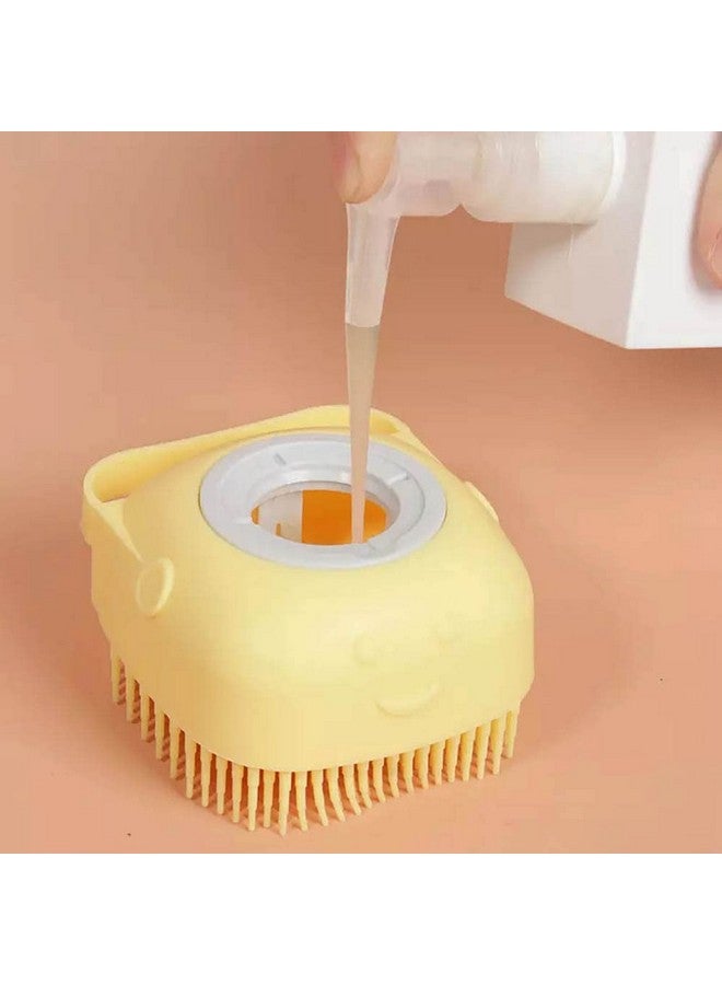 Generic Dog Brush - Cat Brush - Shampoo Dispensing Scrubber - Soft Silicone Design - Hanging Loop - For All Skin Types - Grooming, Deshedding and Exfoliating, Yellow  - Image 3