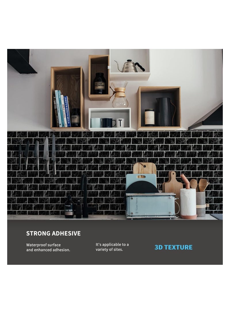 كاست ويف 4 قطعة من البلاط الخلفي - 12 " x12 " متقدمة مطبخ الخلفي البلاط ( الرخام الأسود ) - Image 4