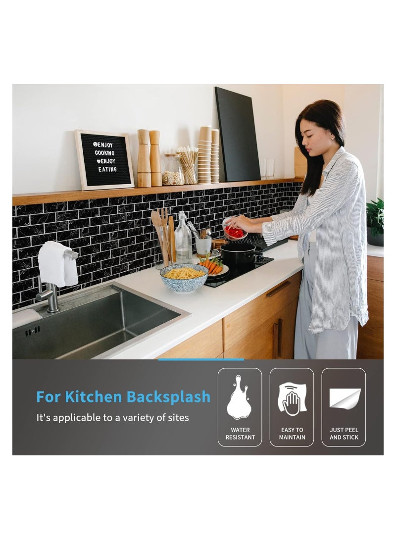 كاست ويف 4 قطعة من البلاط الخلفي - 12 " x12 " متقدمة مطبخ الخلفي البلاط ( الرخام الأسود ) - Image 2