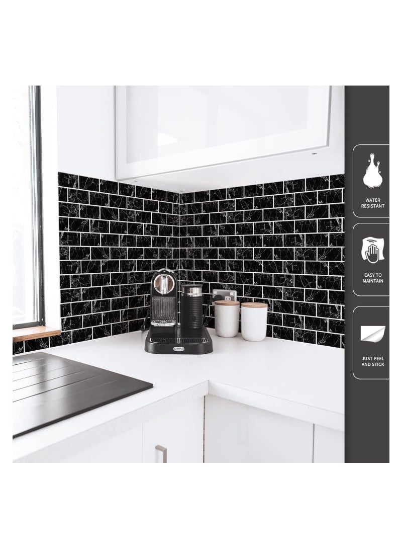 كاست ويف 4 قطعة من البلاط الخلفي - 12 " x12 " متقدمة مطبخ الخلفي البلاط ( الرخام الأسود ) - Image 3