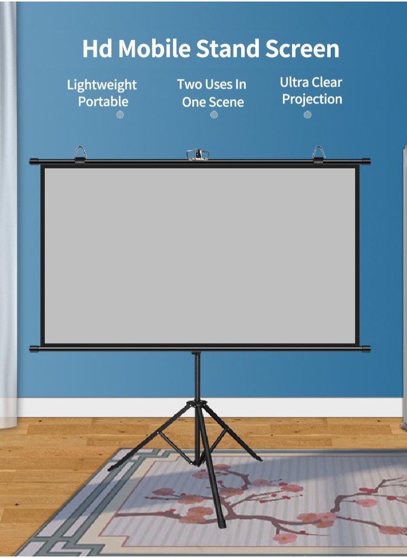 FlashHawk - 72 inch 16:9 Portable Projector Screen With Tripod Stand HSZJMB-72 Black - Image 1