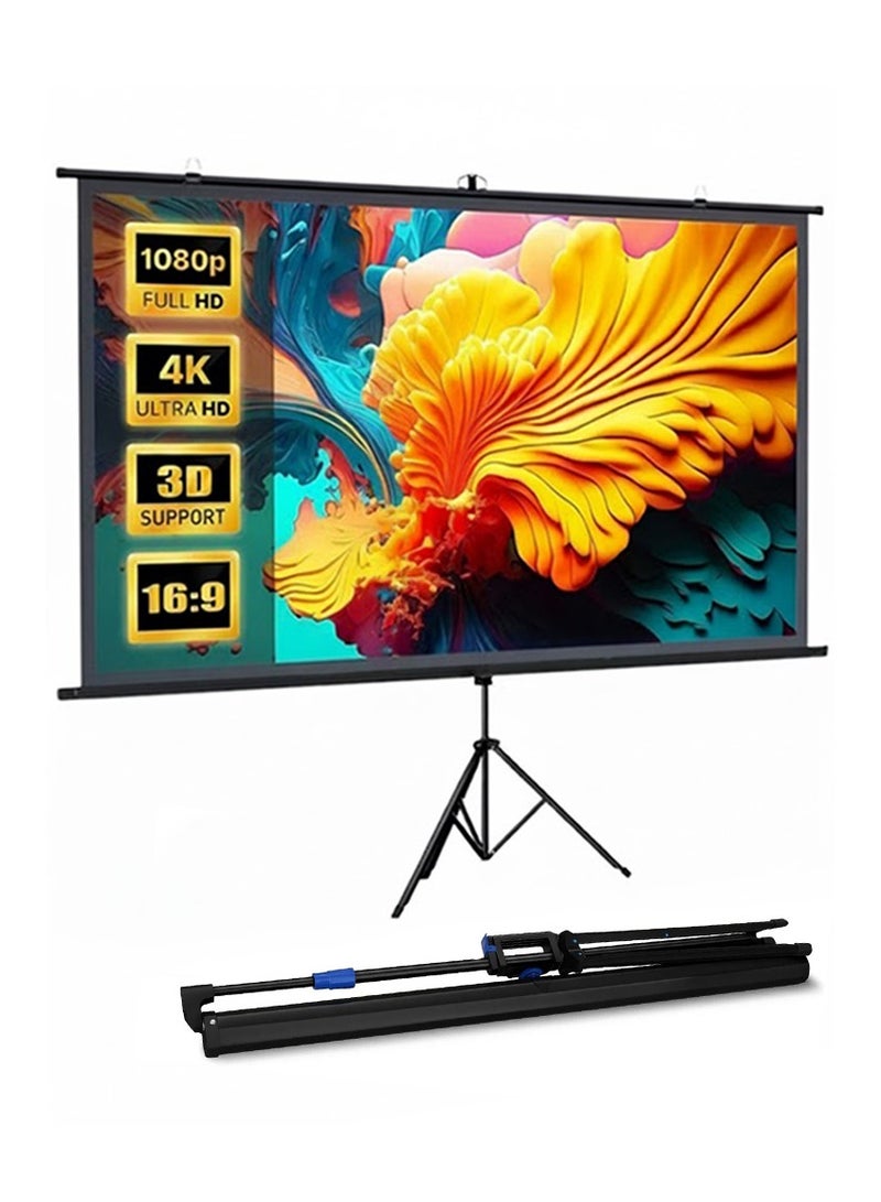 FlashHawk Portable 72 inch 16:9 Foldable Projection Screen Soft Curtain With Tripod Stand for Indoor Outdoor Home Theater Backyard Cinema Travel - Image 1