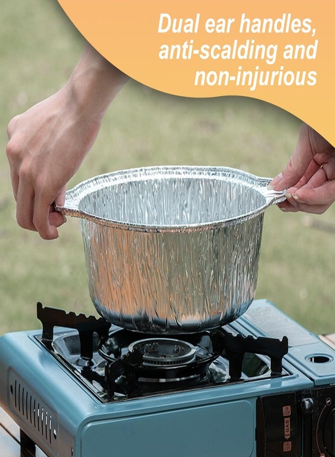 PKEAFC 72 Oz Disposable Aluminum Pot, Disposable Pots With Lids Oven-Ready, Aluminum Pots Stove Compatible Baking Foil Pan Tinfoil Camping Pot Camping Heating Cooking 5 PCS - Image 5