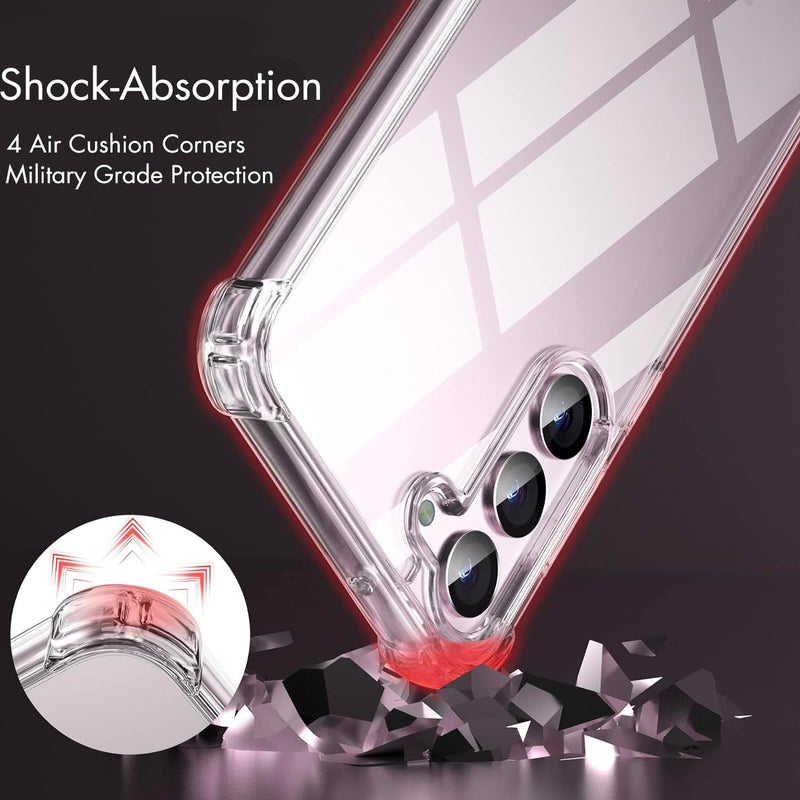 KIOMY Clear Case for Samsung Galaxy S23+ / S23 Plus Shockproof Bumper Protective Cover Hybrid Design Hard PC Back + Flexible TPU Raised Bezel Transparent Slim Fit with Airbags Corners - Image 3