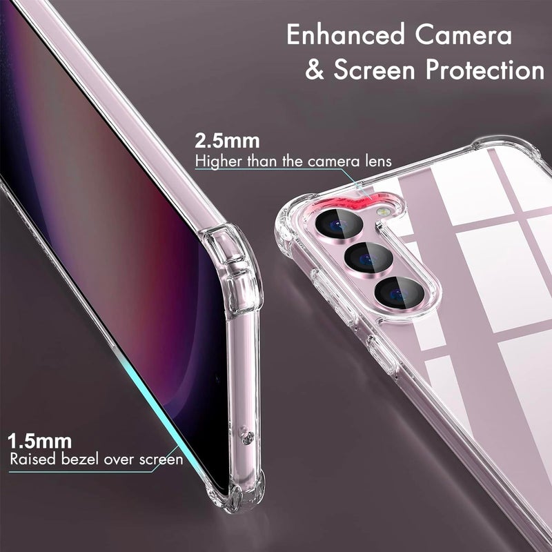 KIOMY Clear Case for Samsung Galaxy S23+ / S23 Plus Shockproof Bumper Protective Cover Hybrid Design Hard PC Back + Flexible TPU Raised Bezel Transparent Slim Fit with Airbags Corners - Image 4