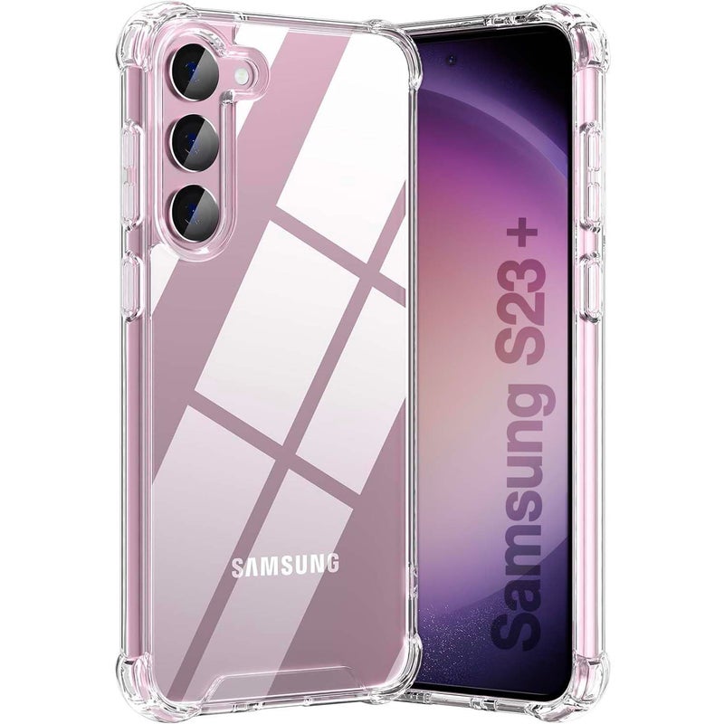 KIOMY Clear Case for Samsung Galaxy S23+ / S23 Plus Shockproof Bumper Protective Cover Hybrid Design Hard PC Back + Flexible TPU Raised Bezel Transparent Slim Fit with Airbags Corners - Image 1