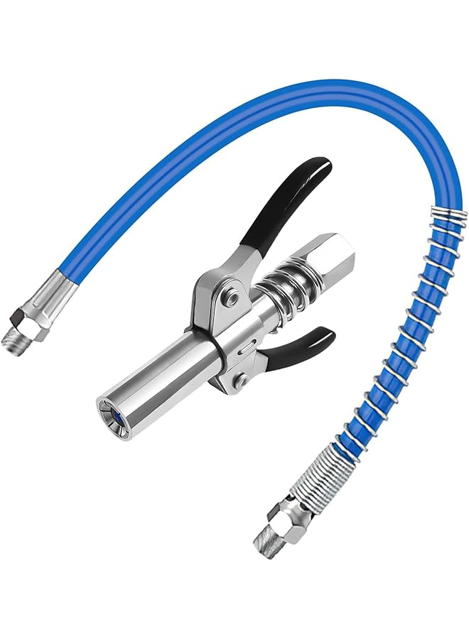 Generic Grease Gun Coupler Grease Fitting Coupler, Quick Release Lock-On Grease Gun Coupler High Pressure Manual Grease Gun Coupler With 11.8 Hose Compatible With All Grease Guns 1/8" Npt Grease Gun Fitting  - Image 1