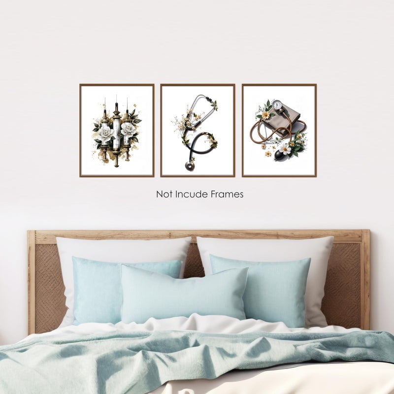 BESERH Nurse Doctor Medical Wall Decor, Nursing Office Wall Art Prints, Vintage Floral Medical Supplies Posters for Nurse Doctor Office Hospital School, 8x10 Inches Set of 3 Unframed - Image 5
