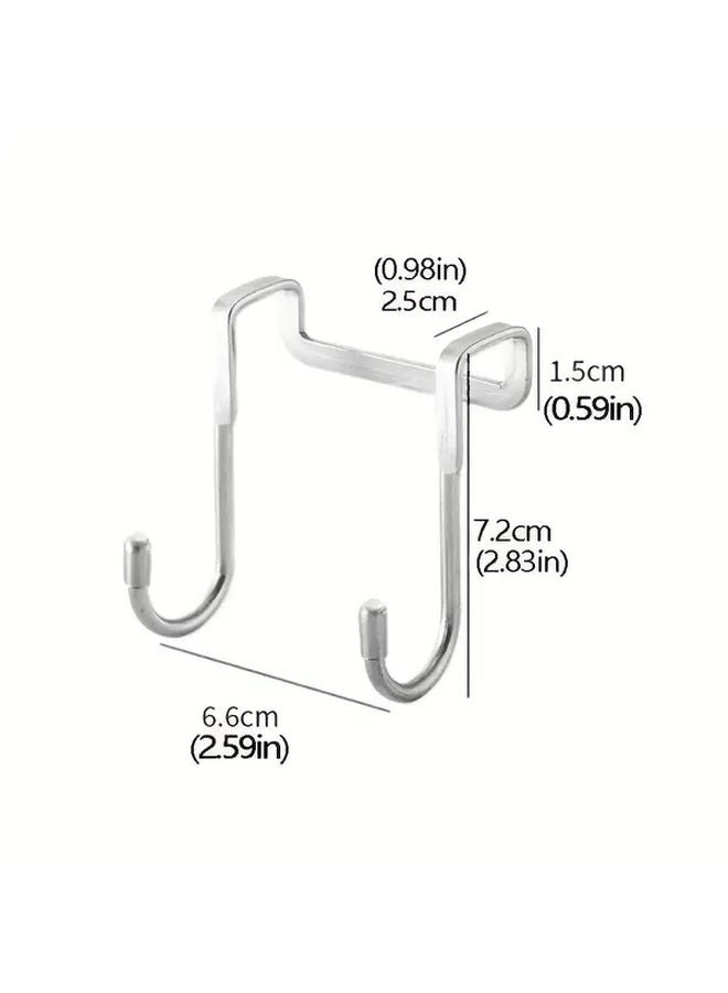 White Heavy Duty Stainless Steel Double S Hook Organizer No Drill Installation Space Saving Door Mount Rack - Image 4