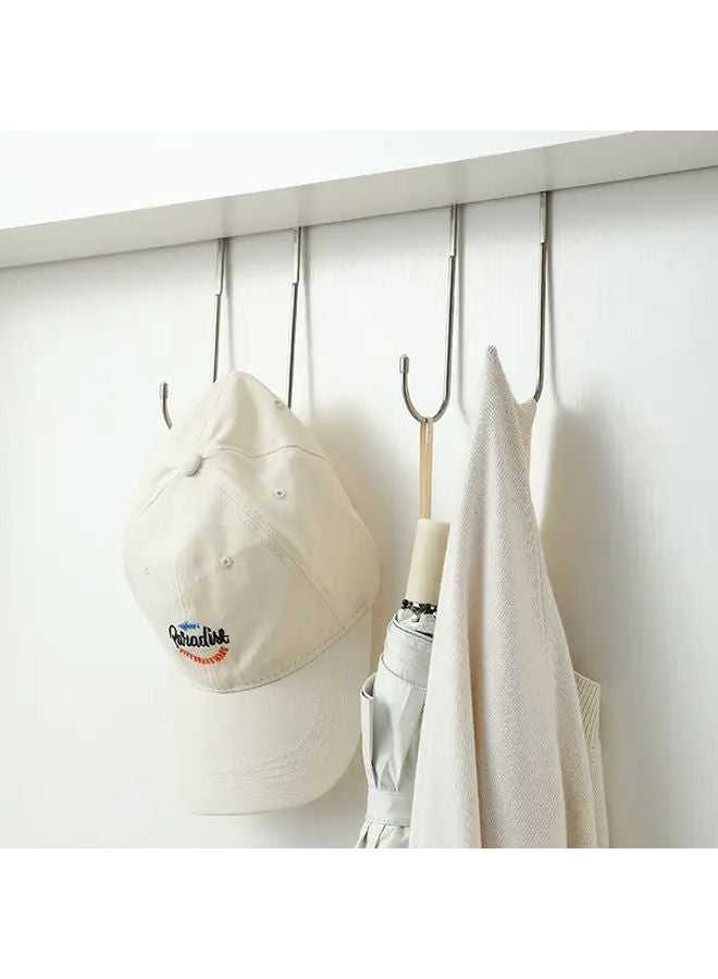 White Heavy Duty Stainless Steel Double S Hook Organizer No Drill Installation Space Saving Door Mount Rack - Image 2