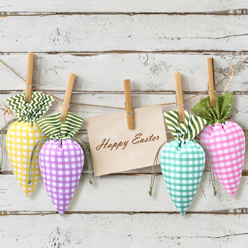 SilTriangle 24 Pcs Easter Carrot Shaped Treat Bags Easter Basket Stuffers Fabric Drawstring Candy Gift Goodie Bags for Egg Hunt Outdoor Party Supplies - Image 4
