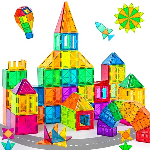 cossy 60 Pcs Magnet Tiles Magnetic 3D Building Blocks Set Educational Construction Toys for 3 Year Kids with Stronger Magnets RivetsFastened EducationalRecreational Conventional - Image 1