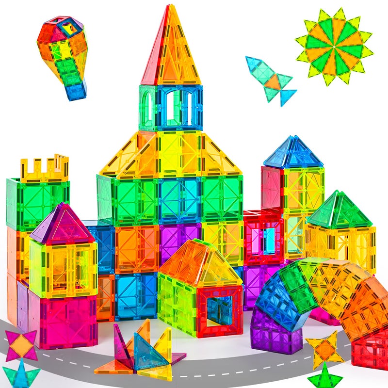 cossy 60 Pcs Magnet Tiles Magnetic 3D Building Blocks Set Educational Construction Toys for 3 Year Kids with Stronger Magnets RivetsFastened EducationalRecreational Conventional - Image 2