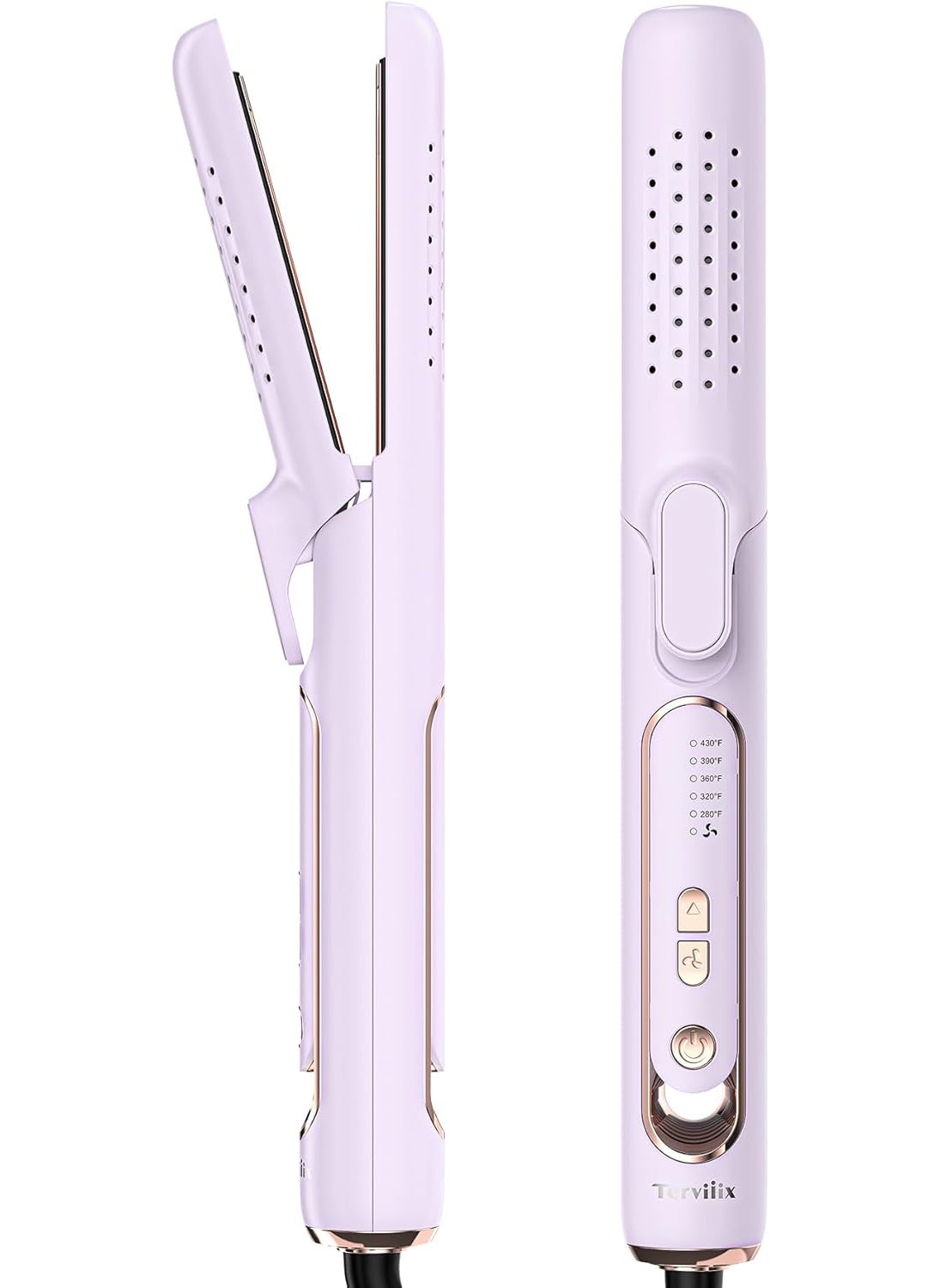 Terviiix Terviiix Airflow Styler Curling Iron Hair Curler with Cooling Air Vents to Lock in Style Titanium Flat Iron Hair Straightener for Travel 5 Adjustable Temp Dual Voltage Auto Shut Off Purple 