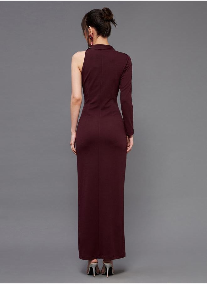 Miss Chase Sequin Detail One Sleeves Side Slit Maxi Dress by Styli  - Image 3