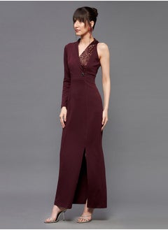 Sequin Detail One Sleeves Side Slit Maxi Dress - pzsku/Z50A25FD8F5AB4154BA2AZ/45/_/1724056736/d57b1256-dddc-47e5-aa3f-f96da849621f