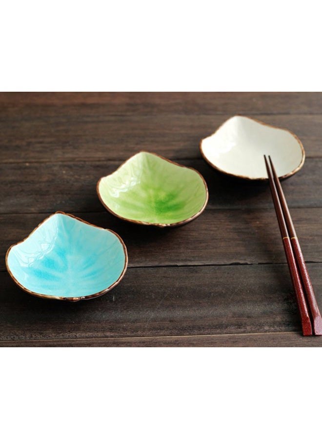 WAIT FLY Lovely Grape Leaves Shaped Ceramics Seasoning Dishes/Tea Bag Holders/Ketchup Saucer/Appetizer Plates/Vinegar Spice Salad Soy Sushi Wasabi Seasoning Dipping Bowls, Set of 3 - Image 5