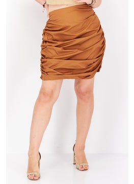 PUBLIC DESIRE Women Solid Mini Skirt, Brown  - Image 1