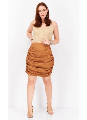 PUBLIC DESIRE Women Solid Mini Skirt, Brown  - Image 4