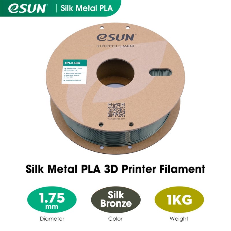 eSUN Silk Metal PLA Filament 1.75mm, Silky Metallic 3D Printer Filament PLA, Dimensional Accuracy +/- 0.05mm, 1KG Spool (2.2 LBS) 3D Printing Filament for 3D Printers, Silk Bronze - Image 2