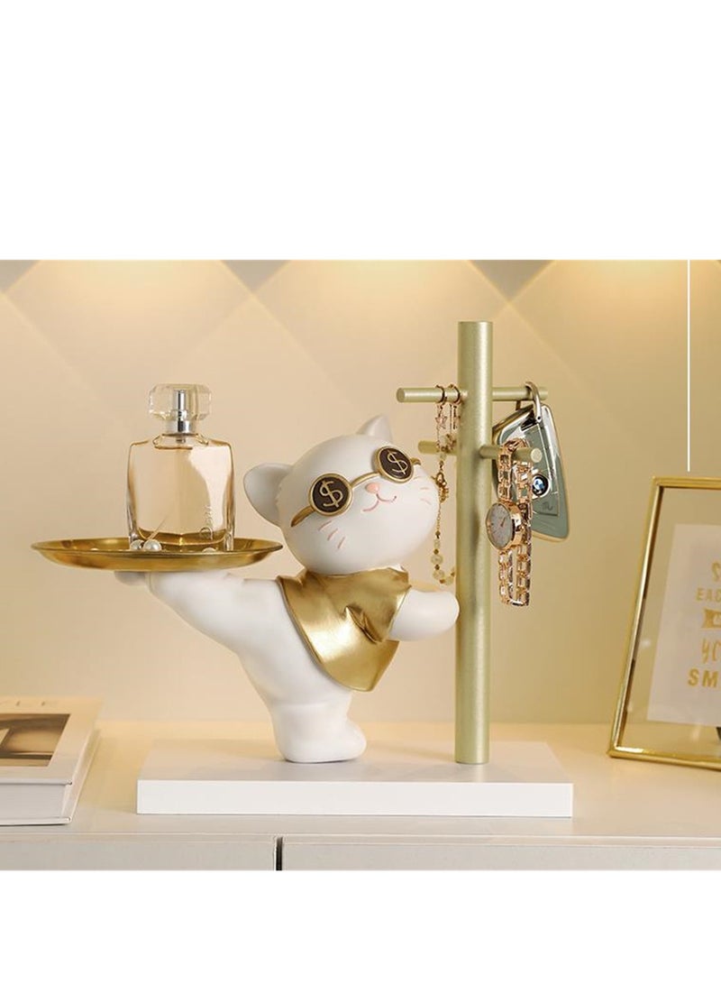 Lucky Cat Resin Crafts Storage Gift Home Ornament Key Holder - Image 2