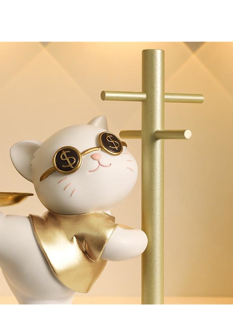 Lucky Cat Resin Crafts Storage Gift Home Ornament Key Holder - Image 3