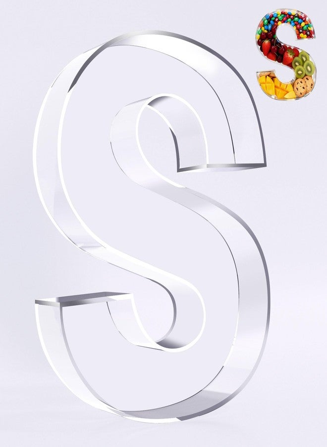 Ledido 10’’ Acrylic Letter Charcuterie Board Box, Reusable Fillable Serving Tray for Candy Cake Fruit Snack, Easy-Clean Acrylic Charcuterie Tray for Birthday Anniversary Party Decorations, Letter S - Image 1
