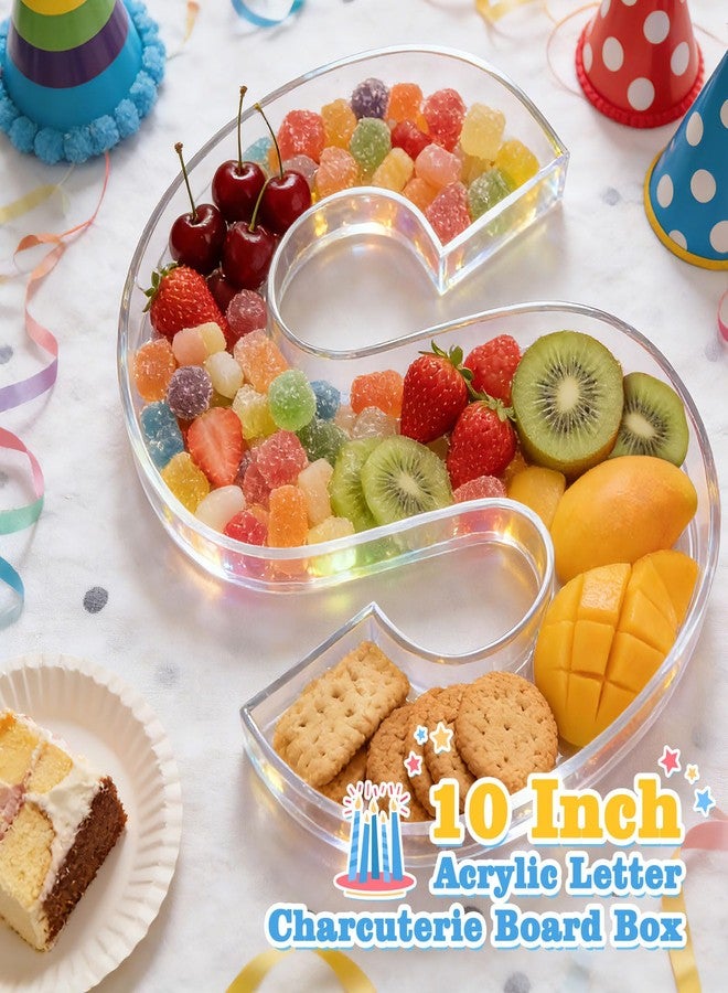 Ledido 10’’ Acrylic Letter Charcuterie Board Box, Reusable Fillable Serving Tray for Candy Cake Fruit Snack, Easy-Clean Acrylic Charcuterie Tray for Birthday Anniversary Party Decorations, Letter S - Image 2