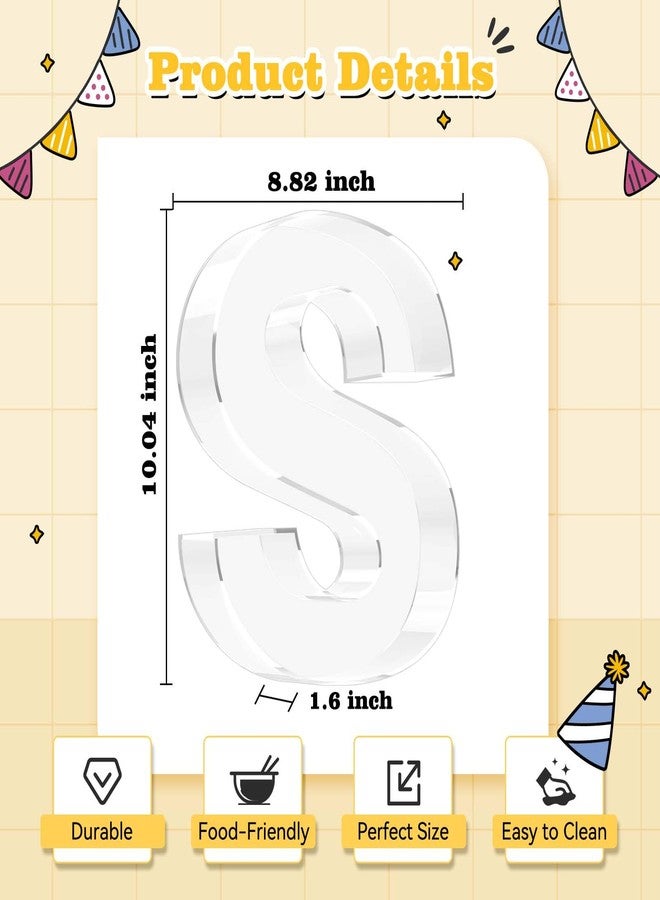 Ledido 10’’ Acrylic Letter Charcuterie Board Box, Reusable Fillable Serving Tray for Candy Cake Fruit Snack, Easy-Clean Acrylic Charcuterie Tray for Birthday Anniversary Party Decorations, Letter S - Image 3