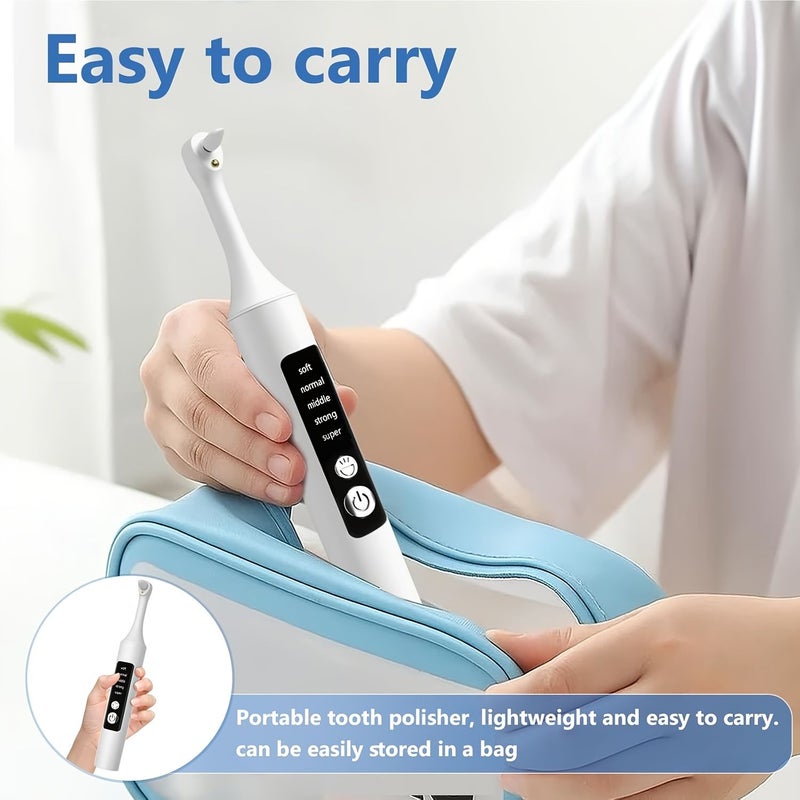 White Teeth Polisher Toothbrush Set 6 Brush Heads 5 Speed Modes USB Rechargeable Oral Cleaner With LED Light For Daily Home Use - Image 5