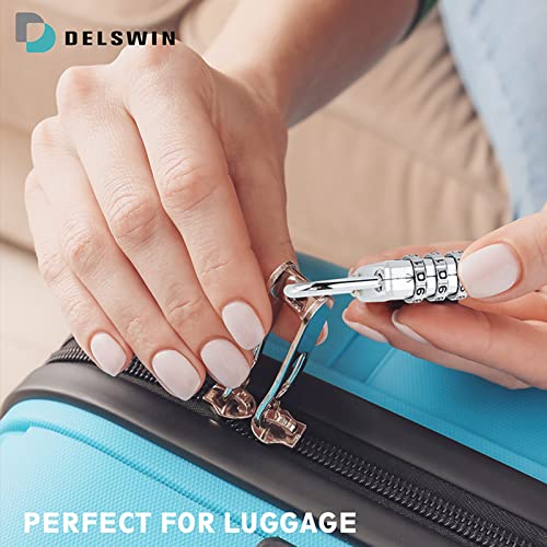 DELSWIN Small Combination Lock for Locker - 4Pack Resettable Luggage Locks for Backpack Suitcase - Gym Employee Locker Lock Combo Padlock - Image 3