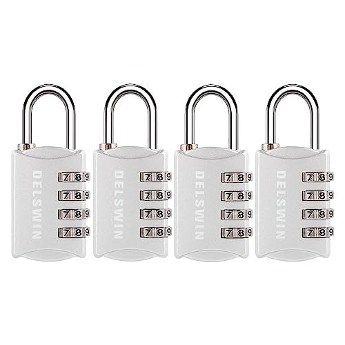 DELSWIN Small Combination Lock for Locker - 4Pack Resettable Luggage Locks for Backpack Suitcase - Gym Employee Locker Lock Combo Padlock - Image 1