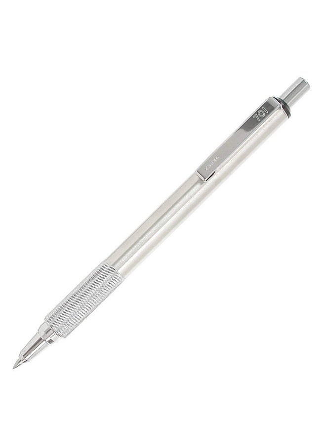 Zebra Pen Zebra F-701 Metal Pen, Ballpoint Fine Point Stainless Steel Pen, Knurled Grip, 0.8Mm Black Ink, Zebra F701 Retractable Silver Metal Pen With 2 Black Ink Refills In Pack For Women & Men 21213Elg  - Image 3