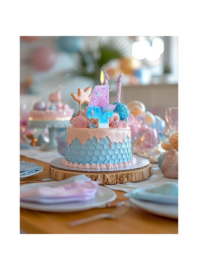 Mermaid Theme Birthday Candles, Number Girls Glitter Birthday Party Supplies, Anniversary Party Decorations (Mermaid Theme, Number 4) - Image 5