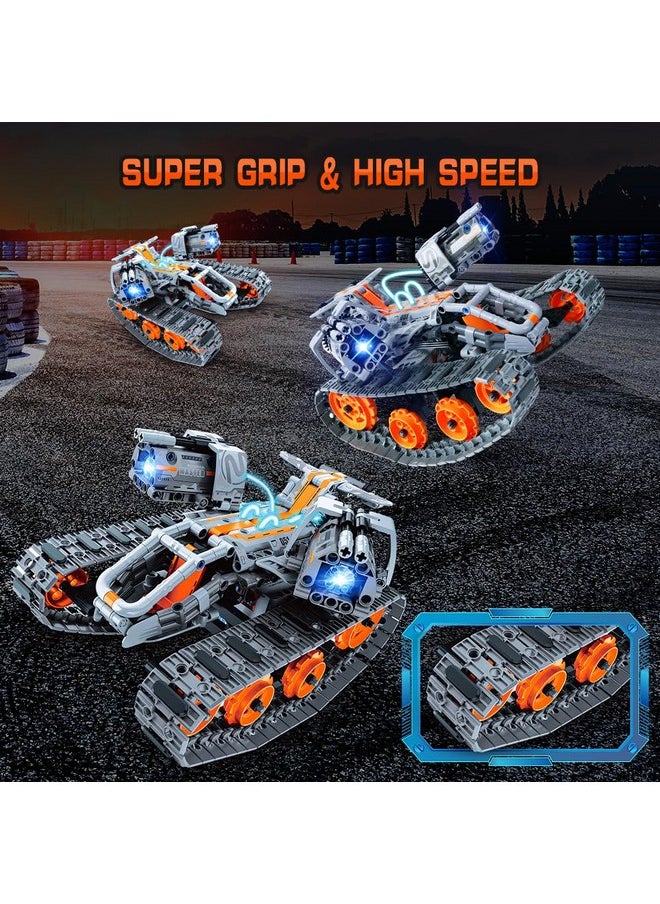 Hogokids HOGOKIDS 5 in 1 STEM Building Set with LED Light - APP & Remote Controlled Cars Building Toys Kit, RC Robot Tank Sleigh Tracked Racer 604 PCS, Toy Gifts for Kids Boys Girls Ages 6 7 8 9 10 11 12+ Year  - Image 5