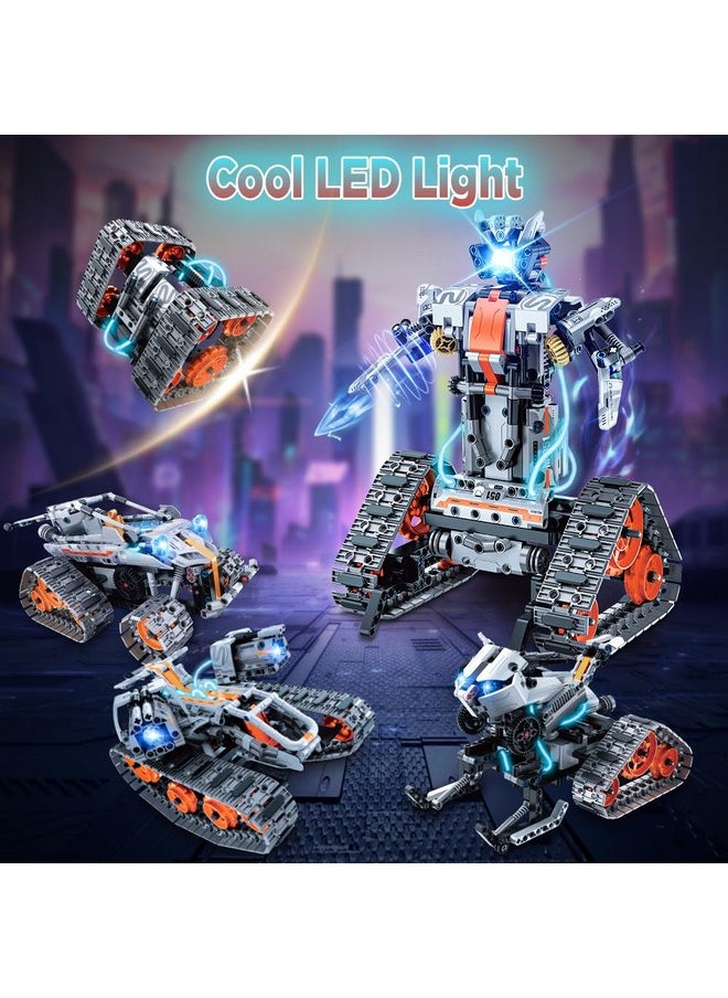Hogokids HOGOKIDS 5 in 1 STEM Building Set with LED Light - APP & Remote Controlled Cars Building Toys Kit, RC Robot Tank Sleigh Tracked Racer 604 PCS, Toy Gifts for Kids Boys Girls Ages 6 7 8 9 10 11 12+ Year  - Image 2