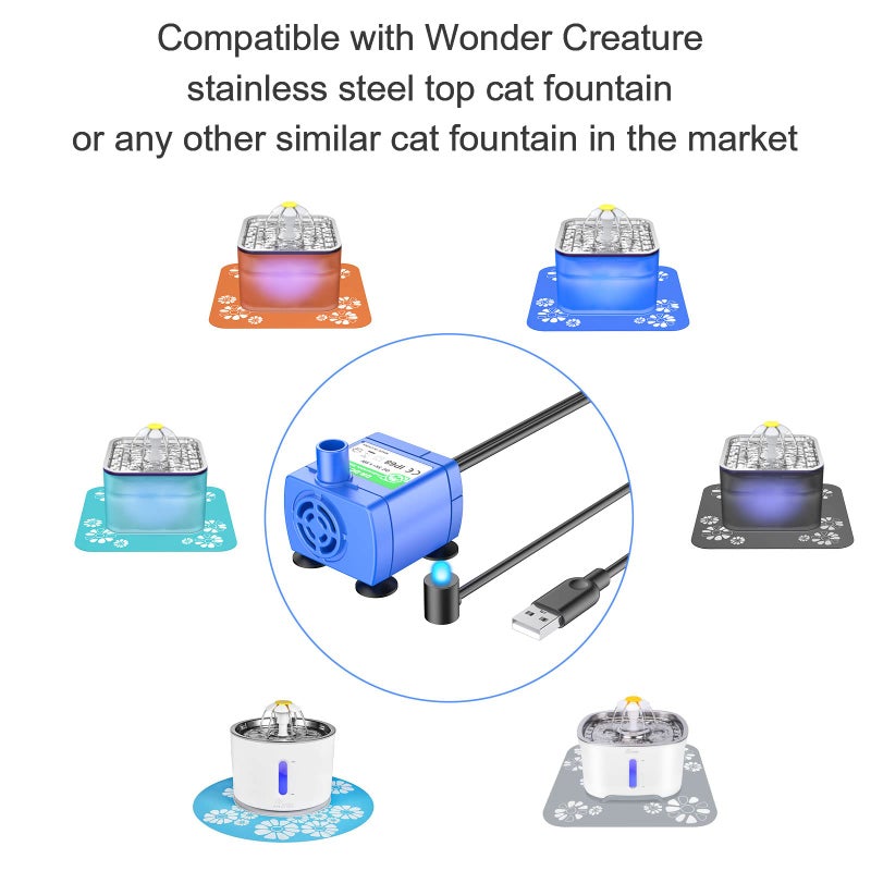 Wonder Creature Upgraded Cat Water Fountain Pump for Round and Cubic Fountains - Replacement Pump (Adapter Not Included) - Image 2