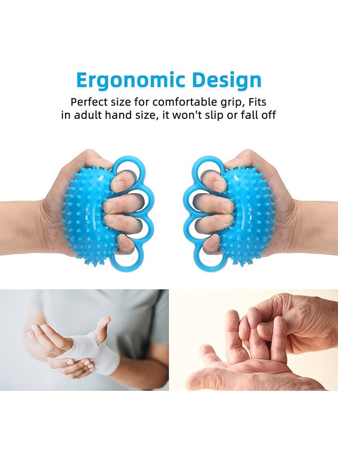 Quantum Hand Grip Strengthener, Finger Wrist Flexibility Exerciser Grip Ball, Hand Therapy Ball for Hand Cramps and Recovery (Blue) - Image 4